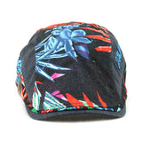 Unisex,Cotton,Printed,Beret,Leaves,Pattern,Buckle,Adjustable,Paper,Cabbie,Visor