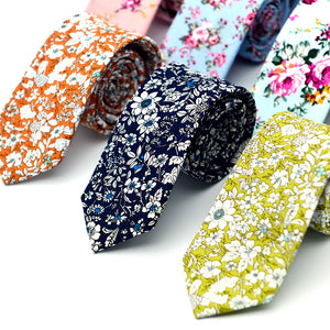 Wedding,Cotton,Printing,Floral,Skinny,Grooms,Necktie