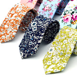 Wedding,Cotton,Printing,Floral,Skinny,Grooms,Necktie