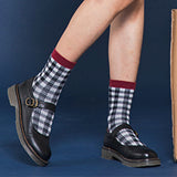 Women,Students,Cotton,Plaid,Middle,Socks