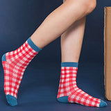 Women,Students,Cotton,Plaid,Middle,Socks