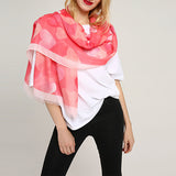 Women,Chiffon,Hearts,Printting,Infinity,Scarf,Fashion,Summer,Breathable,Shawl