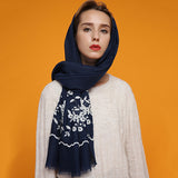 Women,Noble,Linen,Lightweight,Embroidery,Printed,Scarf,Spring,Shawl,Sunscreen,Wraps