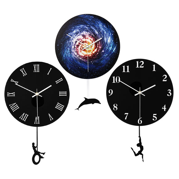 Modern,Acrylic,Round,Swing,Clock,Living,Watch,Decor