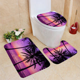 Waterproof,Beach,Purple,Coconut,Pattern,Shower,Curtain,Toilet,Cover,Pedestal,Bathroom,Decoration