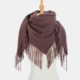 Women,Contrast,Solid,Color,Stripe,Lattice,Pattern,Tassel,Winter,Scarf,Shawl