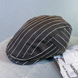 Linen,British,Style,Retro,Summer,Sunscreen,Stripe,Pattern,Casual,Forward,Beret