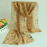 Women,Ladies,Musical,Printed,Chiffon,Scarf,Shawl