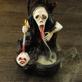 Skull,Shape,Resin,Backflow,Incense,Burner,Tower,Statue,Figurine,Ghost,Decor