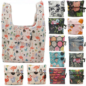 KCASA,Flamingo,Recycle,Shopping,Reusable,Shopping,Cartoon,Floral,Shoulder,Folding,Pouch,Handbags,Printing,Kitchen,Storage