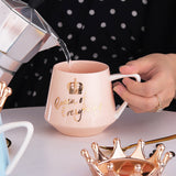 300ml,Nordic,Style,Crown,Ceramic,Simple,Coffee,Water,Breakfast