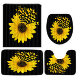 Sunflower,Butterfly,Print,Waterproof,Bathroom,Shower,Curtain,Toilet,Cover,Carpet,Toilet,Decor