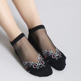 Women,Summer,Ultra,Breathable,Socks,Jacquard,Crystal,Ankle,Socks