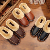 Winter,Fuzzy,Leather,House,Slipper,Fleece,Lined,Cowhells