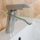 Glass,Waterfall,Mixer,Bathroom,Basin,Faucet,Single,Lever,Chrome,Plated