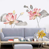 Lotus,Flower,Poster,Vinyl,Sticker,Removable,Decor,Chinese,Style