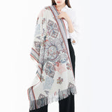 180*65CM,Women,Vintage,Ethnic,Style,Artificial,Cashmere,Flower,Pattern,Scarf,Tassel