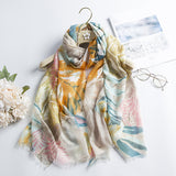 Women,Noble,Linen,Lightweight,Sunflower,Abstract,Painting,Scarf,Summer,Breathable,Flower,Shawl