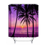 Waterproof,Beach,Purple,Coconut,Pattern,Shower,Curtain,Toilet,Cover,Pedestal,Bathroom,Decoration