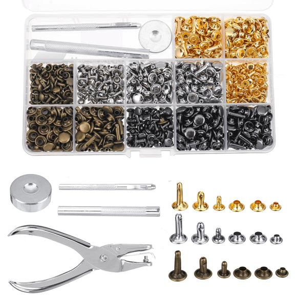 480Pcs,Double,Rivet,Metal,Studs,Leather,Clothes,Craft