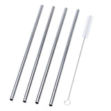 Stainless,Steel,Metal,Drinking,Straw,Reusable,Juice,Cleaner,Brush