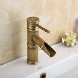 Single,Handle,Mount,Bathroom,Bamboo,Vessel,Faucet,Antique,Copper,Short,Spout,Mixer