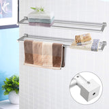 Aluminum,Double,Single,Shelf,Mounted,Towel,Holder,Bathroom