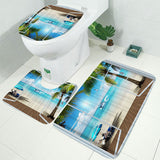 Summer,Beach,Scenery,Outside,Window,Waterproof,Bathroom,Shower,Curtain,Toilet,Cover