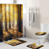 Forest,Printing,Waterproof,Bathroom,Shower,Curtain,Toilet,Cover,Floor,Hooks