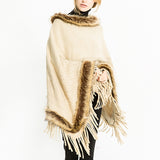 Women,Tassel,Solid,Poncho,Scarves,Cloak,Shawl,Fashion,Hooded,Shawl