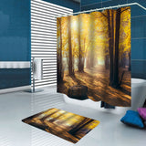 Forest,Printing,Waterproof,Bathroom,Shower,Curtain,Toilet,Cover,Floor,Hooks