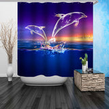 Glowing,Dolphin,Waterproof,Shower,Curtain,Floor,Toilet,Cover,Bathroom,Waterproof,Curtain,Hooks