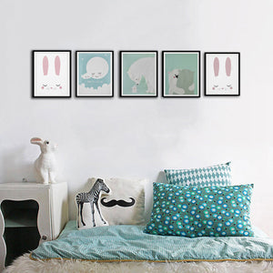 Modern,Nordic,Rabbit,Polar,Animal,Unframed,Canvas,Painting,Prints,Poster,Cartoon,Pictures,Livingroom,Decor