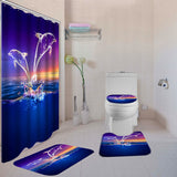 Glowing,Dolphin,Waterproof,Shower,Curtain,Floor,Toilet,Cover,Bathroom,Waterproof,Curtain,Hooks