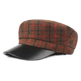 Outdoor,Winter,Cotton,Leather,Beret,Plaid,Thicken,Peaked,Women