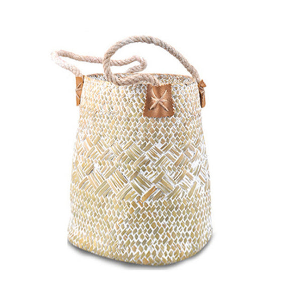 Decorative,Woven,Flower,Basket,Dried,Flowers,Flower,Arrangement,Basket,Retro,Woven,Straw,Storage,Flower,Basket