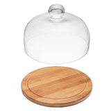 Glass,Dessert,Cover,Rotating,Bamboo,Kitchen,Storage,Container