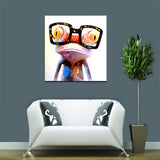 Miico,Painted,Paintings,Animal,Modern,Happy,Glasses,Canvas,Decoration,20x20cm