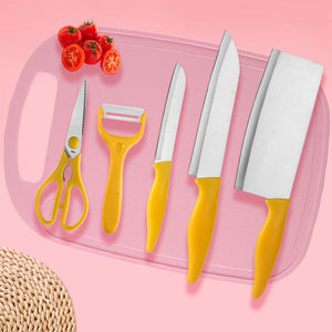 KCASA,Wheat,Straw,Kitchen,Knife,Cutting,Board,Cutter,Stainless,Steel,Knife,Peele,Scissor,Fruit,Knife,Knife,Yellow