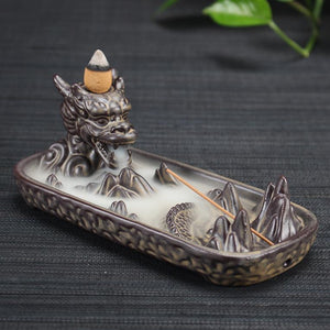 Purple,Backflow,Incense,Burner,Stick,Holder,Chinese,Dragon,Fragrant,Censer,Catcher