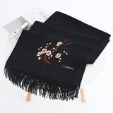 Women,Winter,Embroidery,Tassel,Ethnic,Elegant,Scarf,Shawl