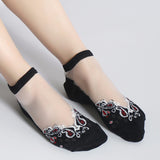 Women,Summer,Ultra,Breathable,Socks,Jacquard,Crystal,Ankle,Socks