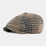 British,Style,Plaid,Pattern,Casual,Fashion,Octagonal,Beret