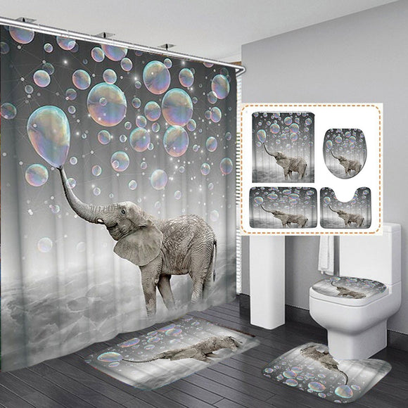 Printing,Bubbles,Elephant,Waterproof,Bathroom,Shower,Curtain,Toilet,Cover,Floor