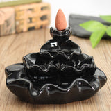 Black,Porcelain,Tower,Backflow,Incense,Burner,Ceramic,Buddhist,Holder,Incense,Cones