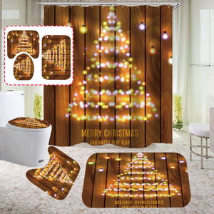 Wooden,Strip,Christmas,Bathroom,Shower,Curtain,Toilet,Cover