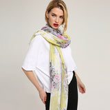 Linen,Lightweight,Peony,Chiness,Watercolor,Painting,Scarf,Summer,Breathable,Flower,Shawl,Women