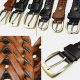 Unisex,Genuine,Leather,Woven,Retro,Leather,Buckle,Casual,Jeans,Belts