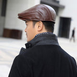 First,Layer,Cowhide,Leather,Men's,Fashion,Beret,Beret