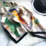 Scarves,Imitation,Satin,Women,Parrot,Printed,Beach,Towel,Sunscreen,Scarf